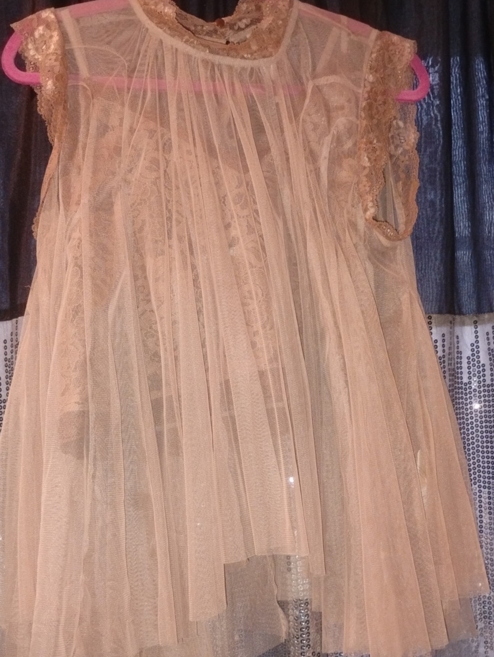 Sheer Lace-Trim  in Beige - Women
